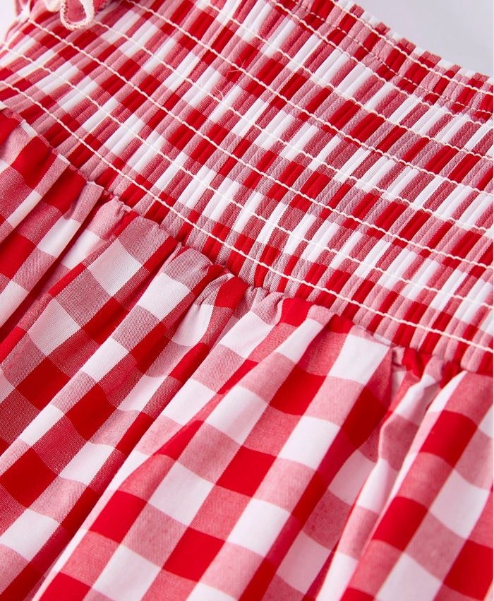 Plaid Smocked Ruffle Girl Romper