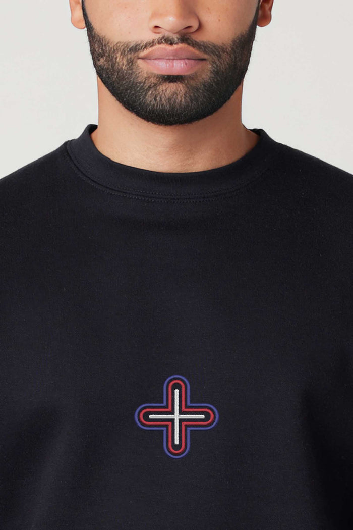 Plus - Colorfull Embroidery Men Sweatshirt - symbolika