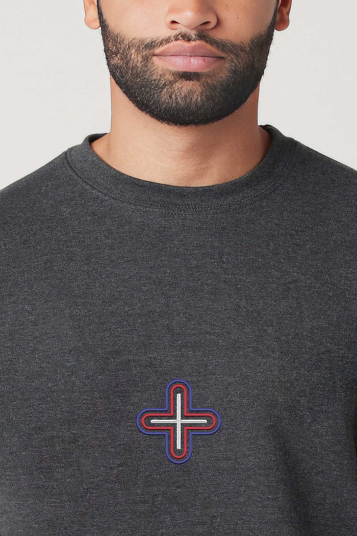 Plus - Colorfull Embroidery Men Sweatshirt - symbolika