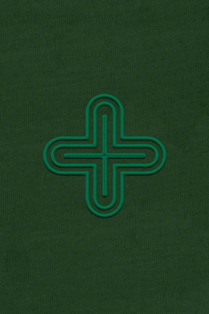 Plus - Monochrome Embroidery Women Sweatshirt - Forest Green - symbolika