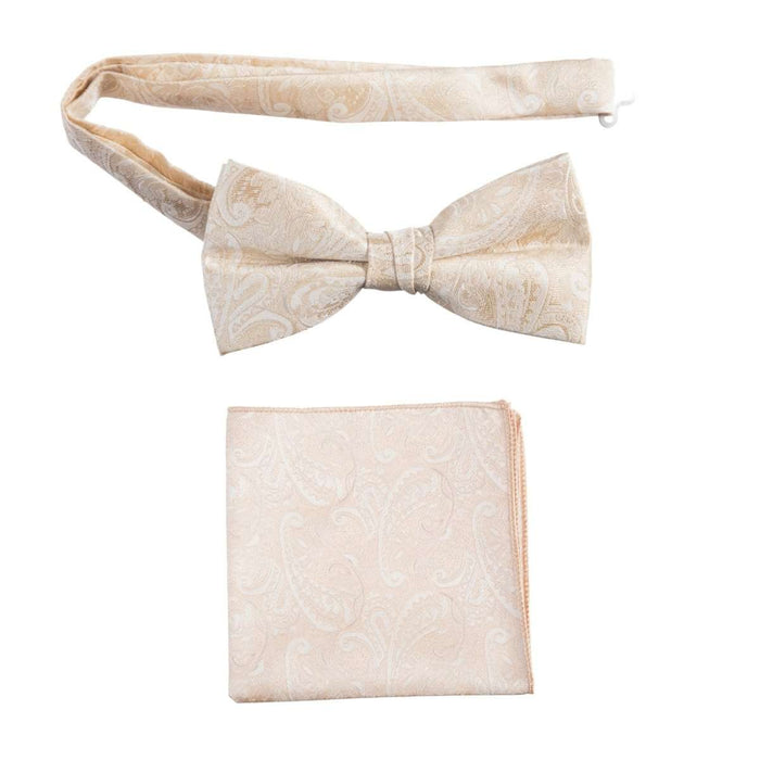 Pre - tied Bow Tie and Pocket Square Paisley Jacquard Handkerchief Sets - Tuxgear
