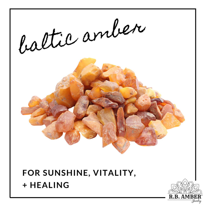 R.B. Amber Jewelry - Raw Cognac Bean Baltic Amber Necklace: Standard Hang Tag / 14-15 inches