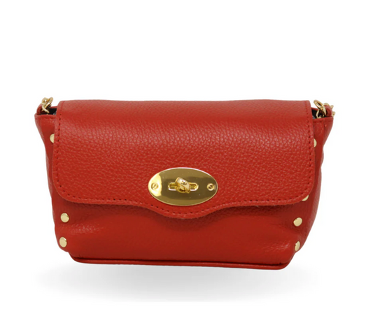 Red Italian Leather Crossbody Purse