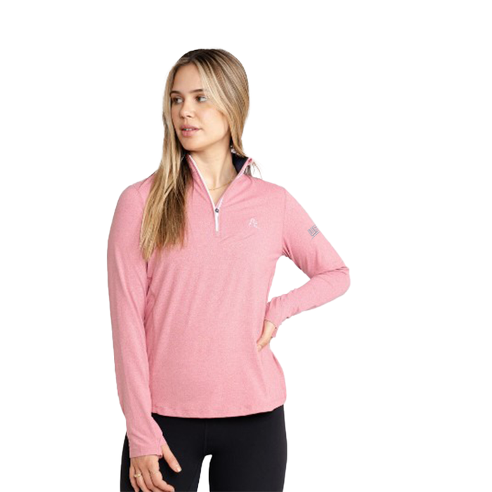 Rhoback Women's Heather Performance Q-Zip- Cranberry