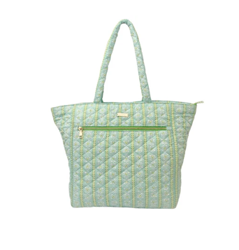 Rosemary Stripe Blue Quilted Tote Bag