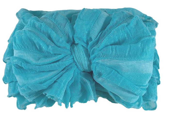 Ruffled Headband Bow - Lagoon