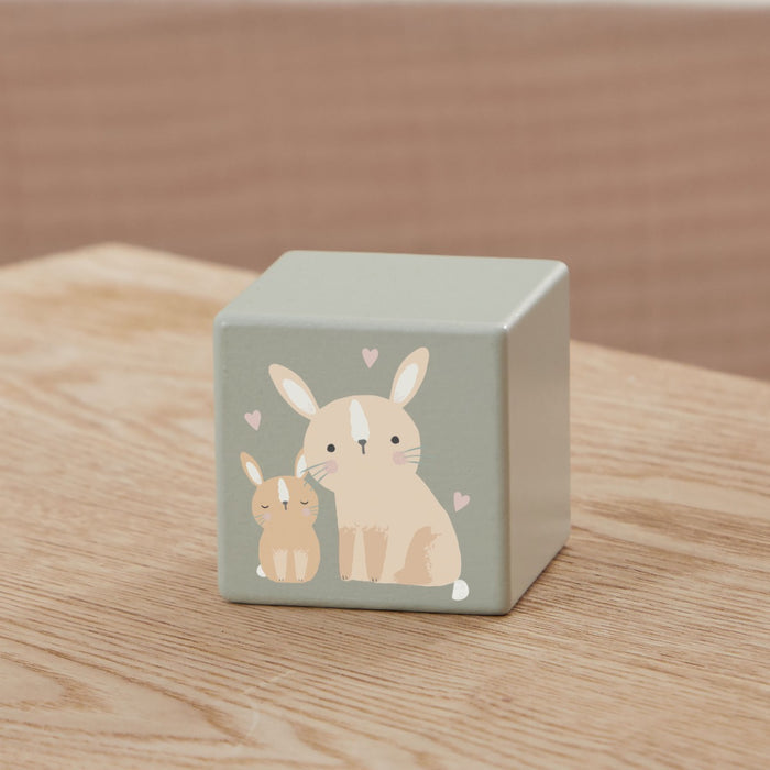 Sage Wooden Mummy & Baby Bunny Block