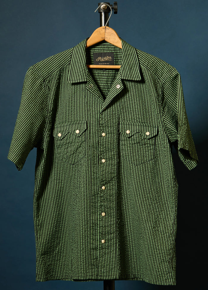 Salado Seersucker in Gruene Stripe Front