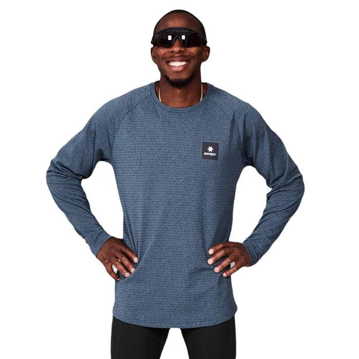 Saysky | Blaze Long Sleeve | Lightweight Fleece | Heren | Blue Melange