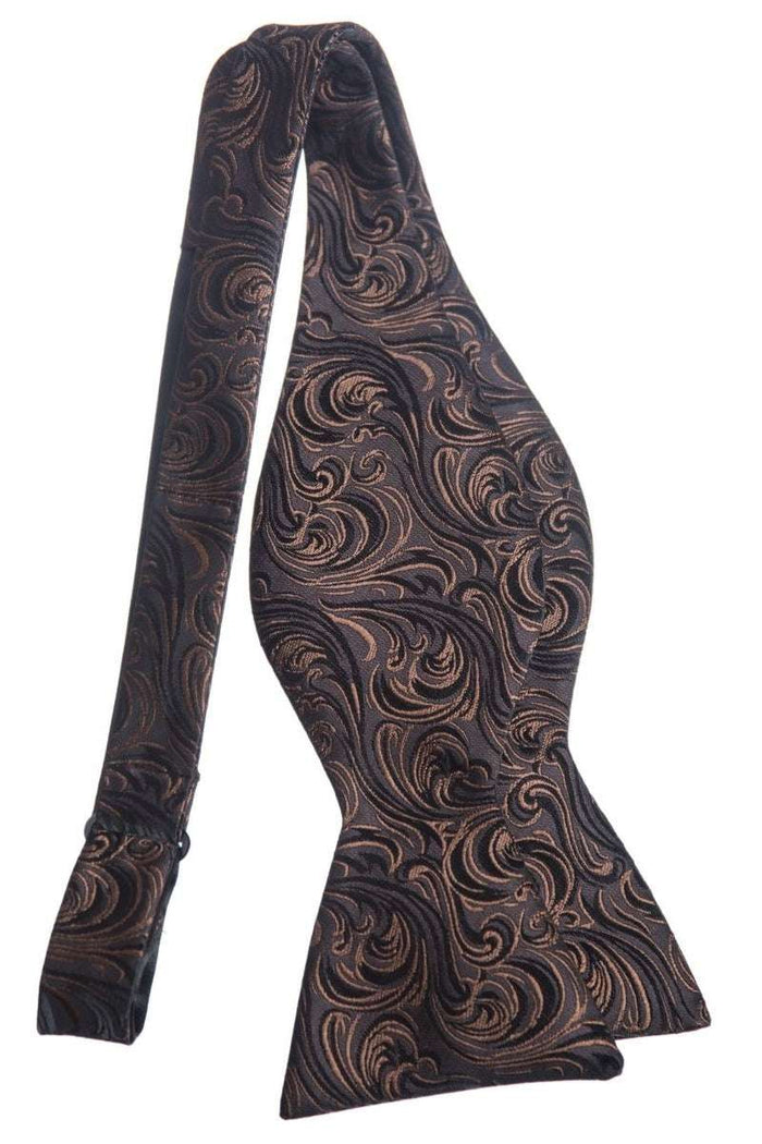 Self Tie Bow Tie with Adjustable Neck Strap of Paisley Jacquard - Tuxgear