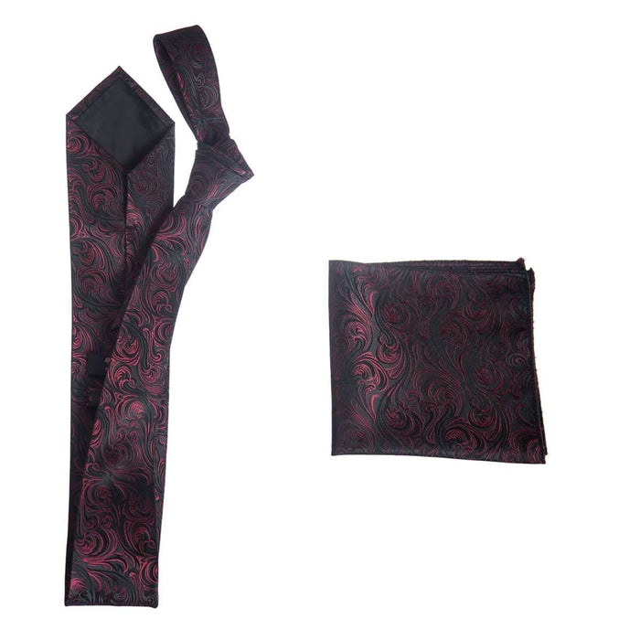 Self Tie Necktie and Pocket Square Set - Paisley Jacquard - Tuxgear