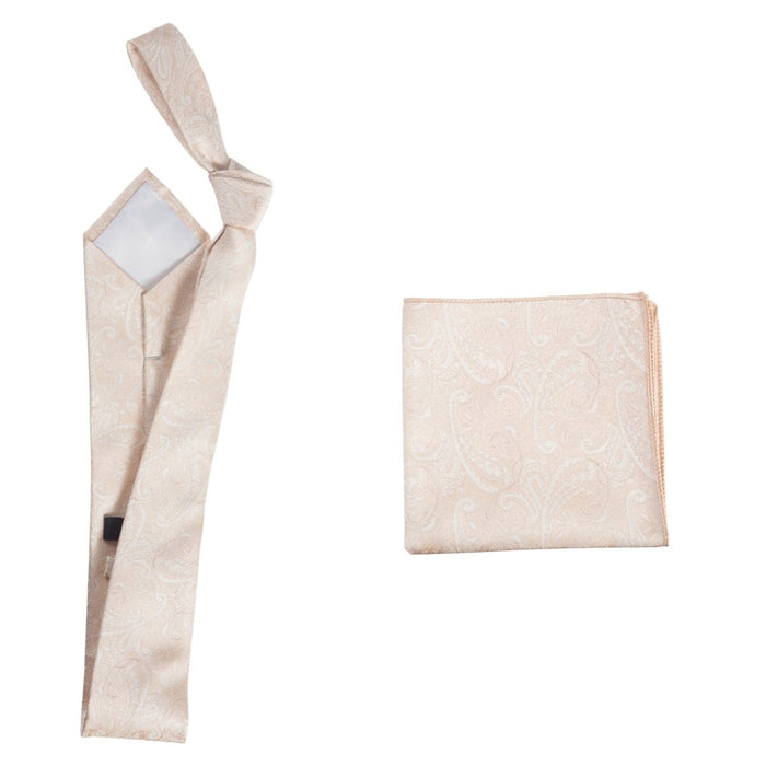 Self Tie Necktie and Pocket Square Set - Paisley Jacquard - Tuxgear
