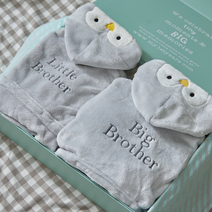 Sibling Grey Penguin Robes Gift Set