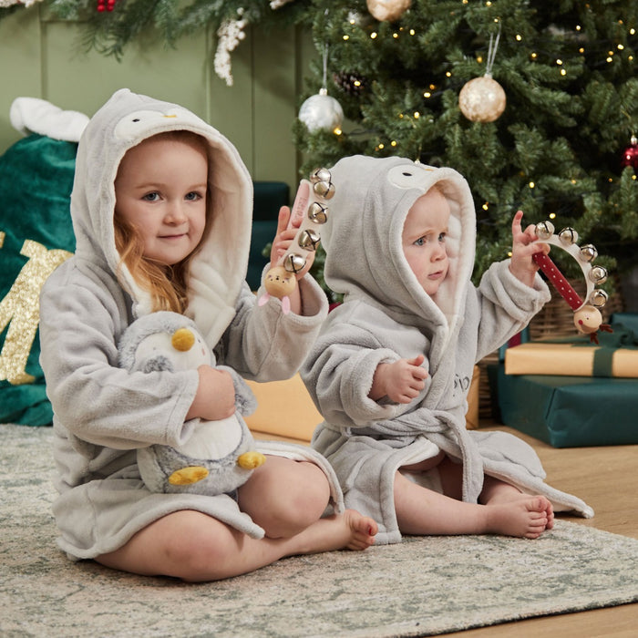 Sibling Grey Penguin Robes Gift Set