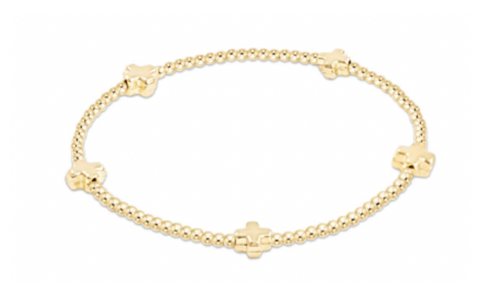 Signature Cross Small 2mm Gold Bracelet - Gold