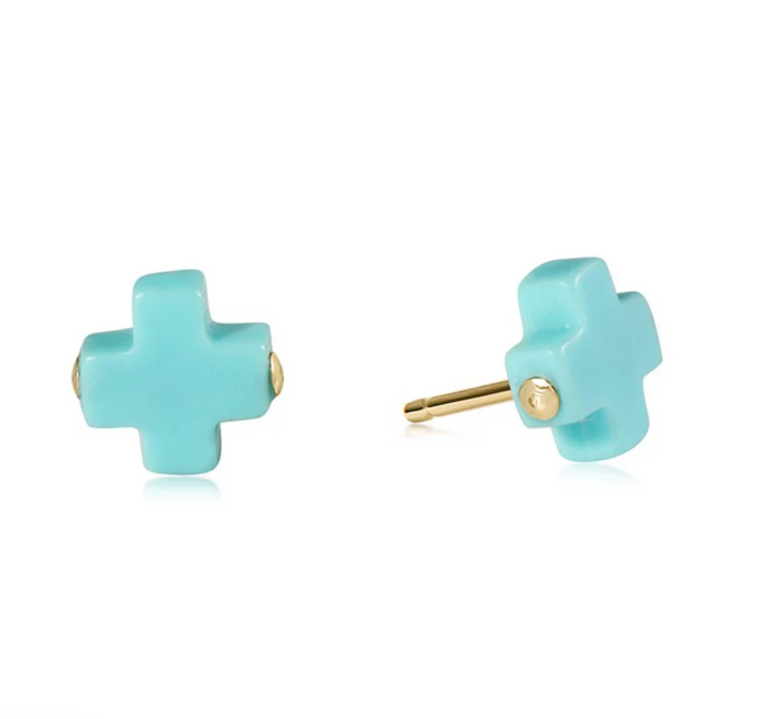 Signature Cross Small Stud - Turquoise
