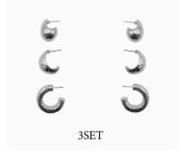Silver Set of 3 Hoop Earrings
