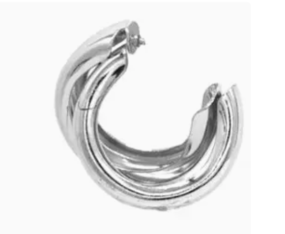 Silver Two Layered .5" Hoop Earring