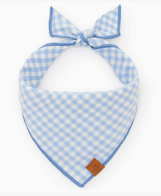 Sky Blue Gingham Dog Bandana