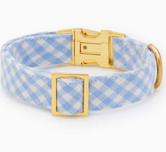 Sky Blue Gingham Dog Collar