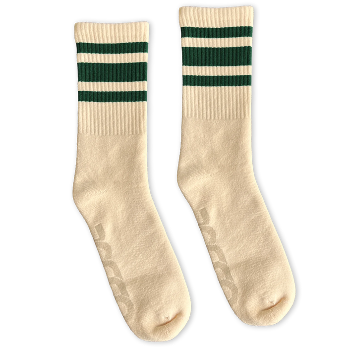 SOCCO Naturals | Dark Green Striped: Natural / Crew / L/XL