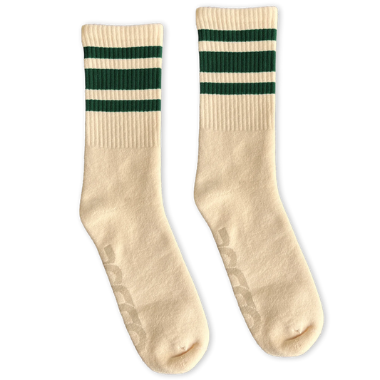 SOCCO Naturals | Dark Green Striped: Natural / Crew / L/XL