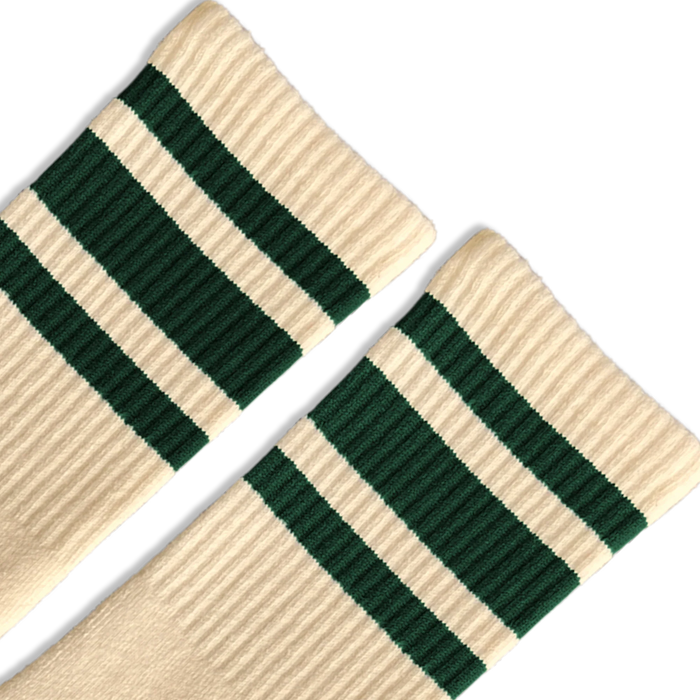 SOCCO Naturals | Dark Green Striped: Natural / Crew / L/XL