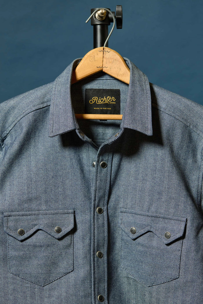 Sunset Route in Herringbone Denim
