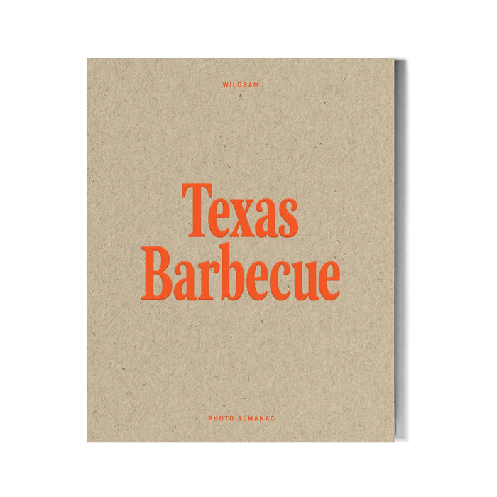 Texas Barbecue front cover, tan background with bold red text, Wildsam Photo Almanac