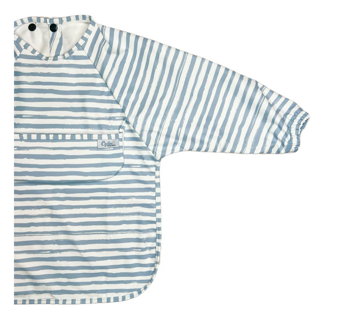 The Grayson Long Sleeve Bib - Brush Stripes Powder Blue