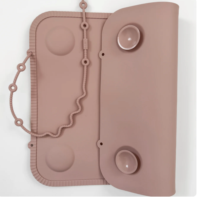The Tidy Traveler Solid Placemat Set -Petal Pink Brush Stripes