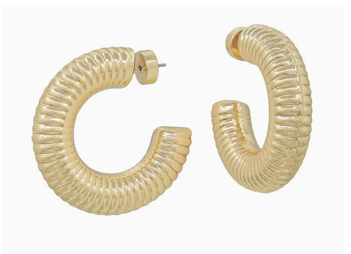 Thick Gold Spiral 1.5" Hoop Earring