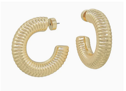 Thick Gold Spiral 1.5" Hoop Earring