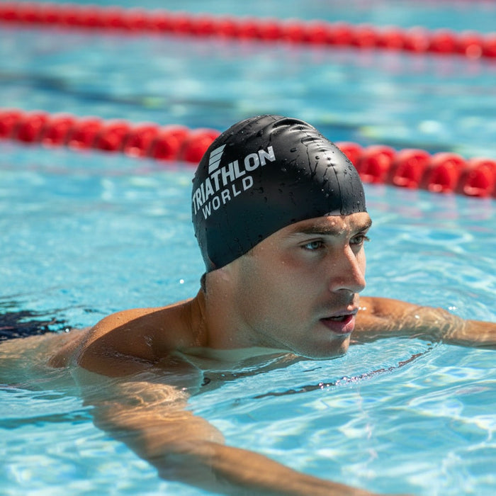 TriathlonWorld | Classic Silicone Badmuts | Black / White