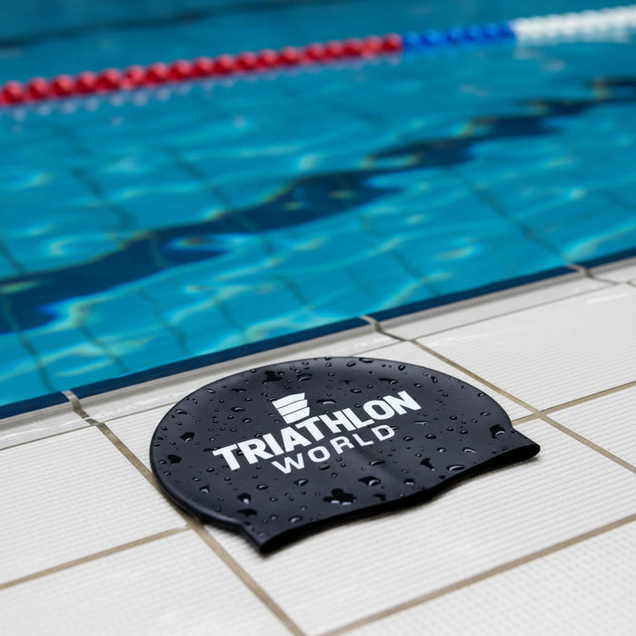 TriathlonWorld | Classic Silicone Badmuts | Black / White