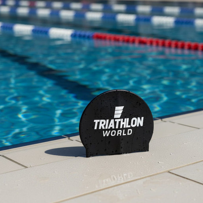 TriathlonWorld | Classic Silicone Badmuts | Black / White