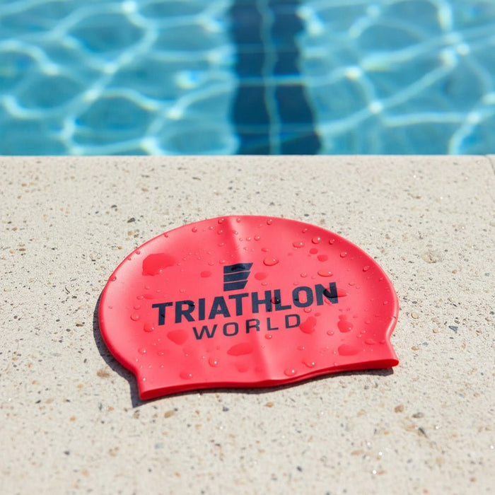 TriathlonWorld | Classic Silicone Badmuts | Red / Black