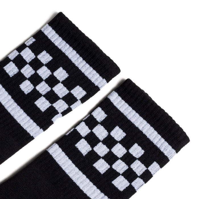 White Checkered Socks | Black: S/M