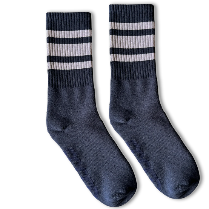 White Striped Socks | Navy: Navy / Crew / S/M