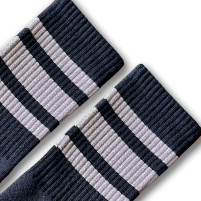 White Striped Socks | Navy: Navy / Crew / S/M