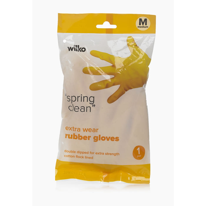 Wilko Yellow Extra Wear Rubber Gloves "Spring Clean"