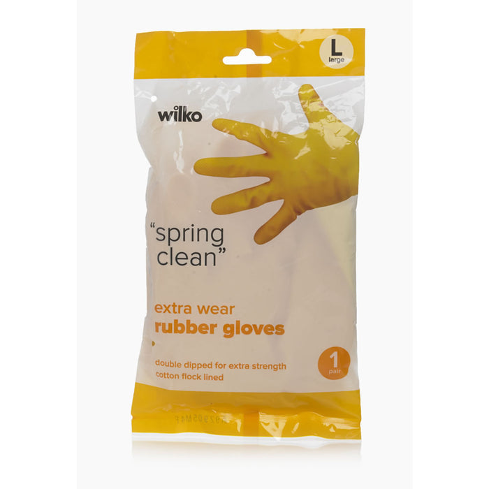 Wilko Yellow Extra Wear Rubber Gloves "Spring Clean"