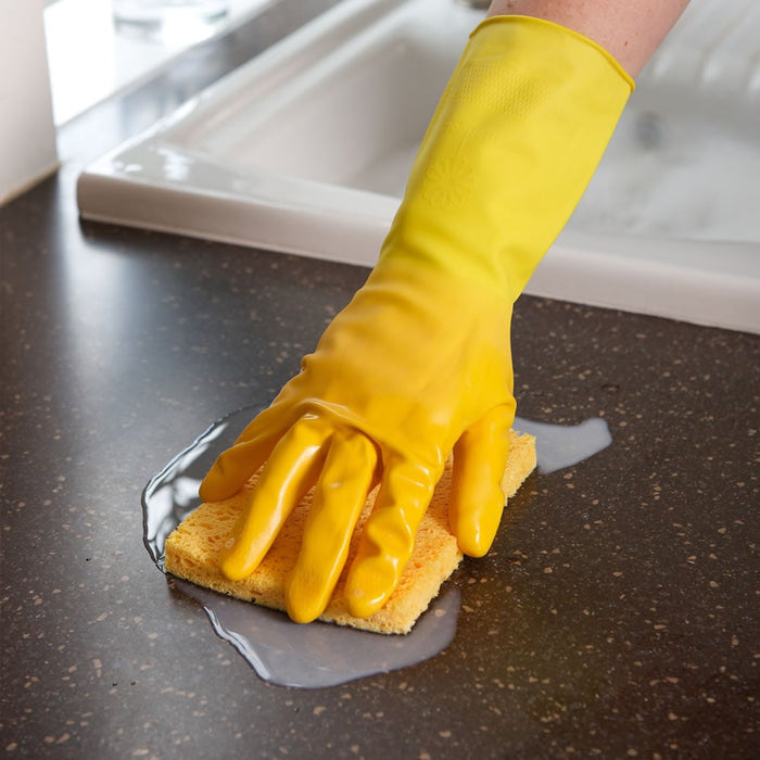 Wilko Yellow Extra Wear Rubber Gloves "Spring Clean"