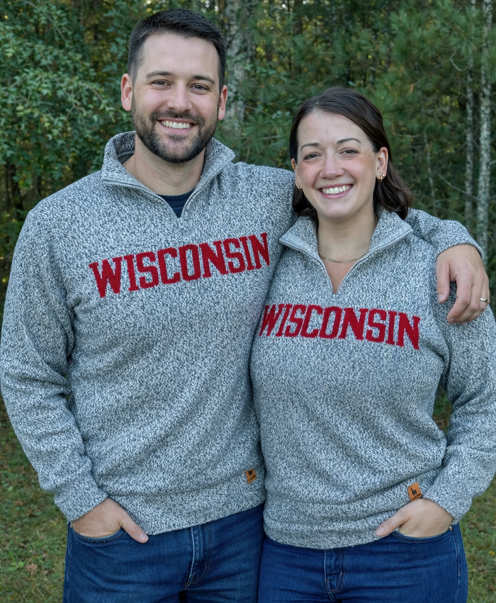 Wisconsin Quarter Zip-Up Alpaca Sweater - Salt & Pepper