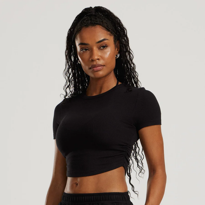 Women's Best - Comfort Ribbed Cropped T-Shirt - Black