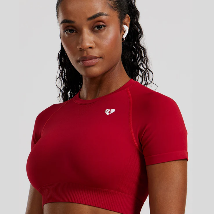 Women's Best - Power Short Sleeve Crop Top | Chilli Red