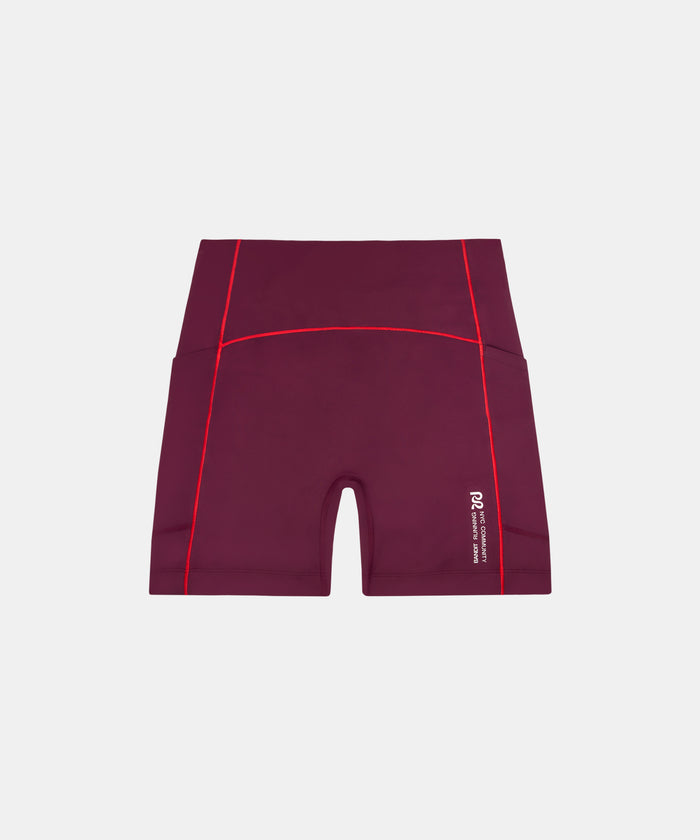 Women's Stamina™ 5" Pop Stitch™ High Waist Compression Short - Fig / Intense Red