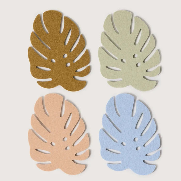 Wool Monstera Coasters- Multi Tropics