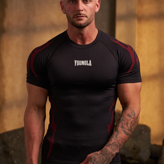 YoungLA - 4067 - Gothic Compression Tees - Black/Red