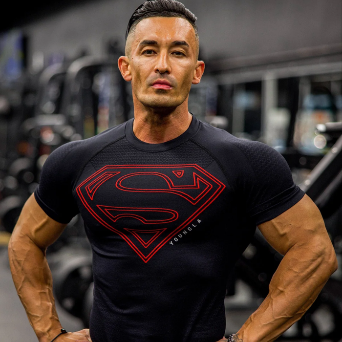YoungLA - 4117 - Superman Compression Tees - Black/Red